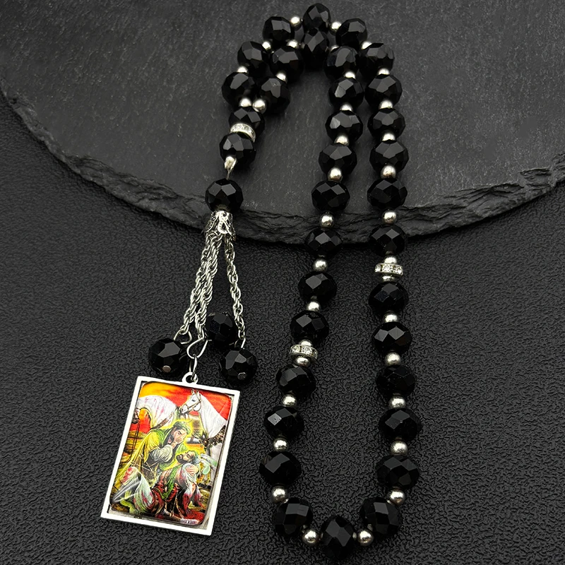 

Islam Imam Hussein Horse Muslim Glass Medal Stainless Steel Car Pendant for Women Men Gold Silver Color Arabic Amulet Jewelry