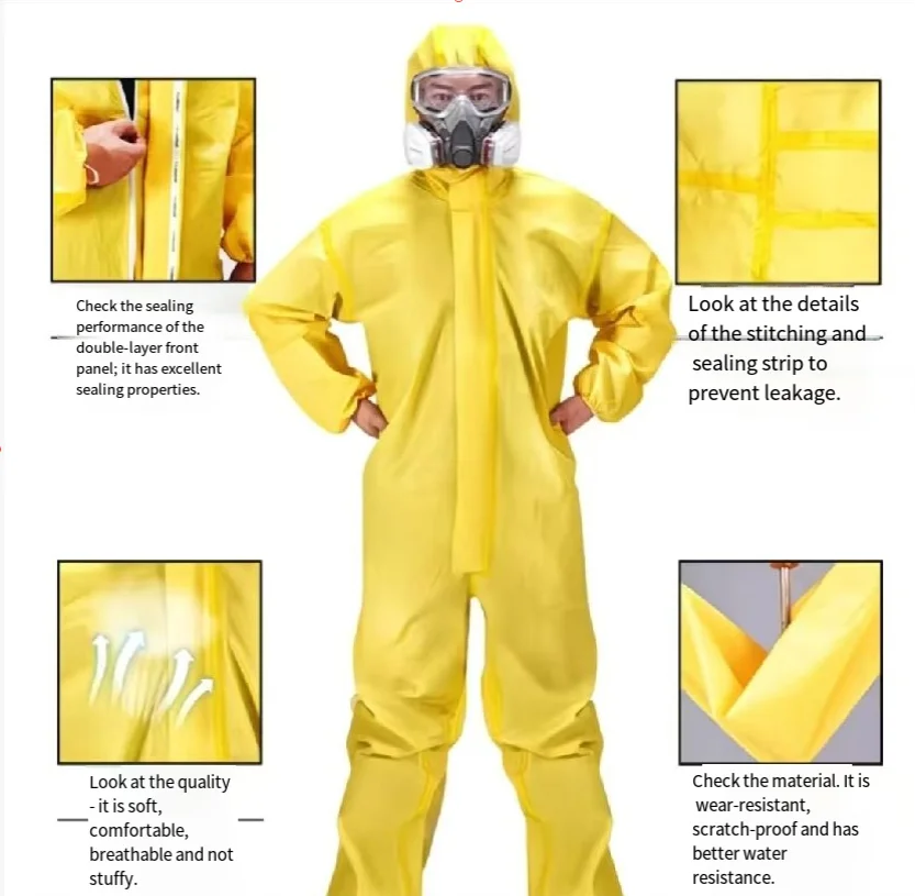 Work Coverall Protective Suit Hazardous  Liquid Proof Sulfuric Acid And Alkali Resistant Protection