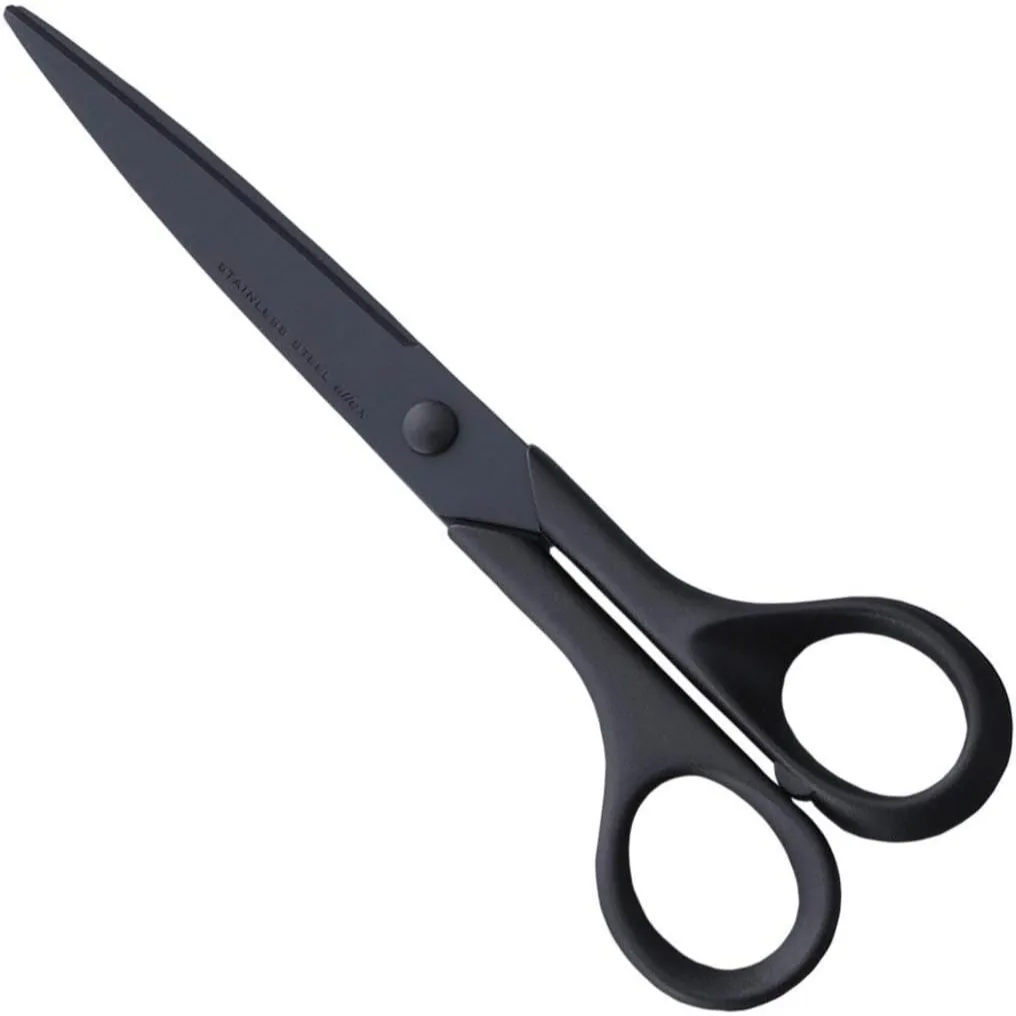 All Black Scissors with Japanese Stainless Steel Blade, Non-Stick Coating for Adhesive Tape, 6.89 Inch