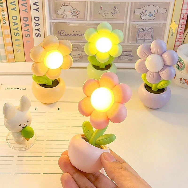 

Mini LED Flower Night Light Cute Small Table Lamp Desktop Ornament Bedside Bedroom Ambient Lights Children Toy Kids Holiday Gift