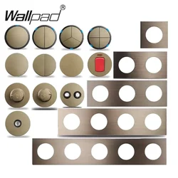 Brown Wall Switch 1 2 3 4 Gang Light Switch Motion Sensor Light Matte Aluminum Frame Panel Free Combination, L6 Series