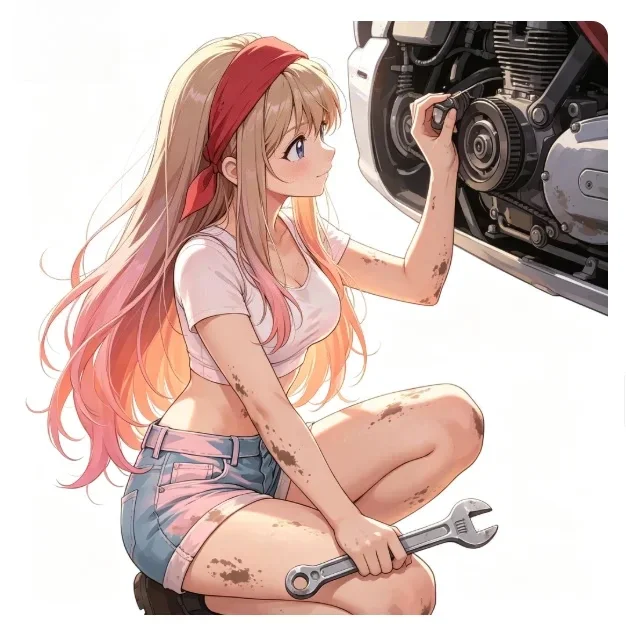 Mechanic Anime Girl Car Sticker 18cm Waterproof Vinyl Decal for Motorcycle Laptop Otaku Gift Auto Window Body Decor