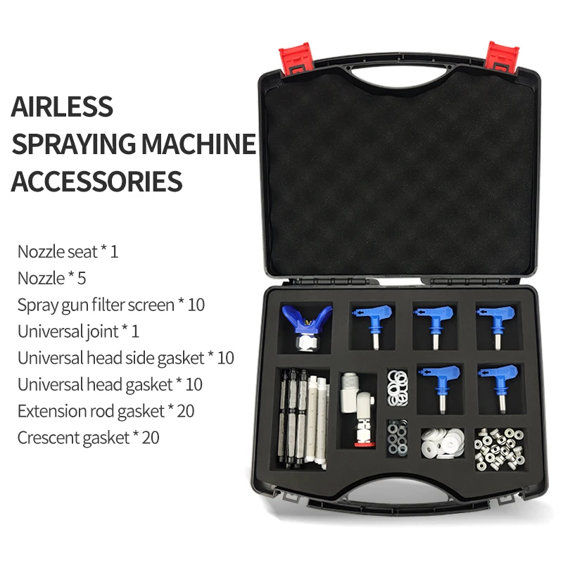 Airless Spray Machine Accessories Toolbox For Storage Organizers Nozzle Seat Spray Gun Filter Scree Universal Joint  Head Gasket