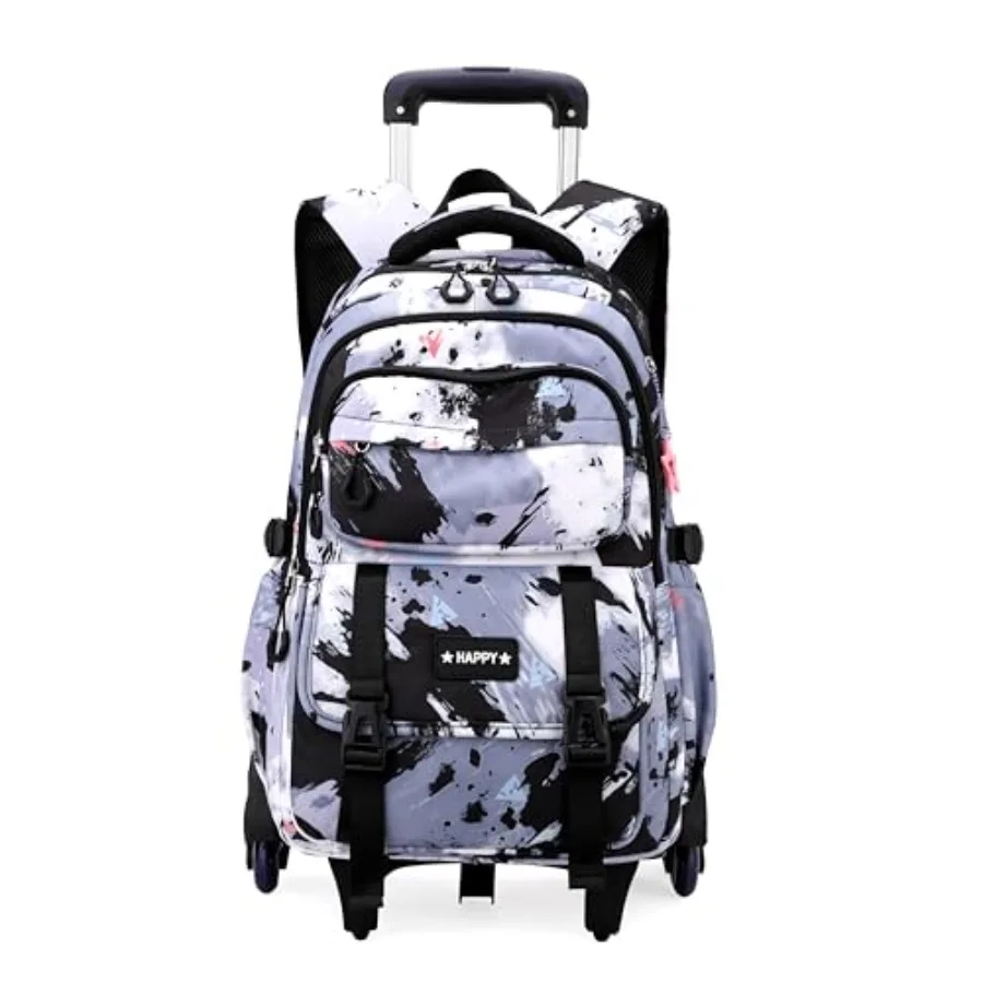

Rolling Backpack for Girls School Backpack with Wheels for Boys Wheeled Bookbags Roller Trolley Bags for Primary Students, 6-Wh
