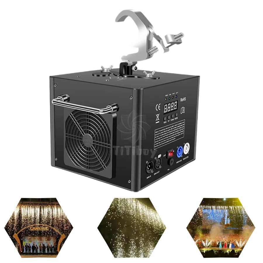 No Tax 12Pcs 600w Downward Cold Spark Machine & Firework Machine Fountain Stage Spark Machine With 3PCS Flightcases Effect