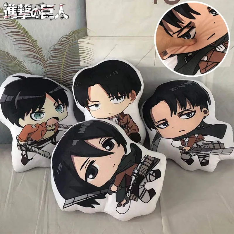 Anime Attack on Titan Eren Jaeger Stuffed Toys Pillows for Man Women Sofa Doll Pillows Decorations Rivaille Cushions Ornaments