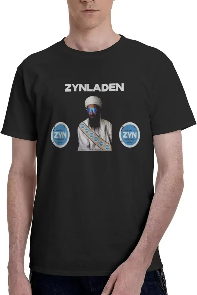 

Osama Humor Zynladen Men Women Parody Humor Funny T-Shirt Black Short Sleeve Cotton Oversized Streetwear Fashion High Quality