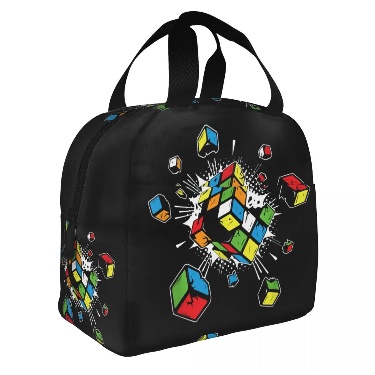 Exploding Rubix Rubiks Magic Cube Resuable Lunch Box Math Gift Cooler Thermal Food Insulated Lunch Bag Kids School Children