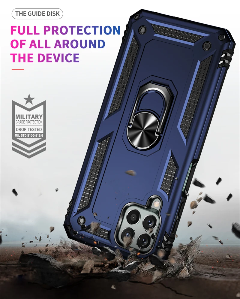 For Sumsung M33 Case Shockproof Armor Metal Ring Phone Case For Samsung Galaxy M33 5G 2022 SM-M336B Magnetic Holder Back Cover