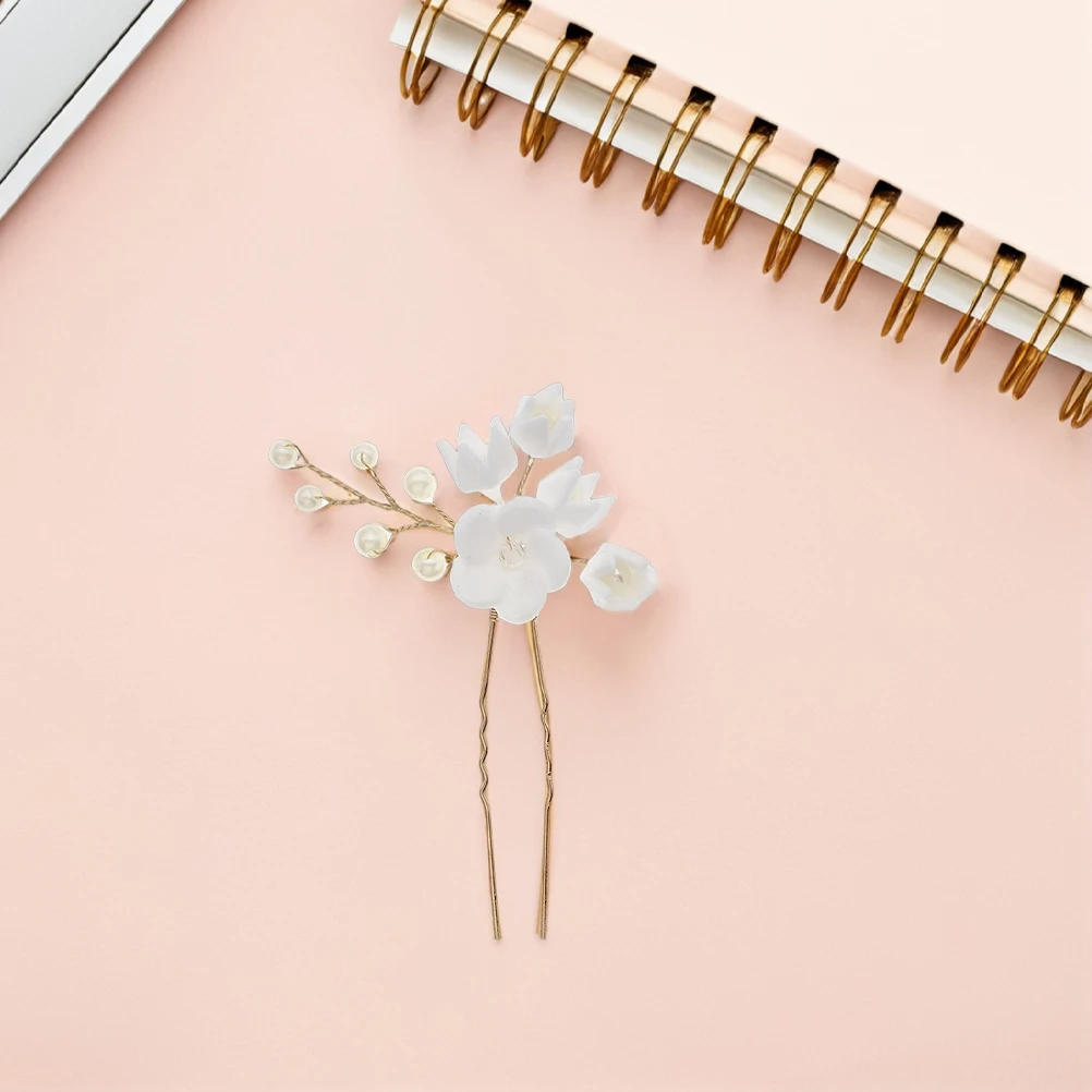 

2Pcs Exquisite Bridal Hair Pins Handmade Pearl Floral Hair Forks Elegant Accessories For Wedding Hairstyles Updo Styling