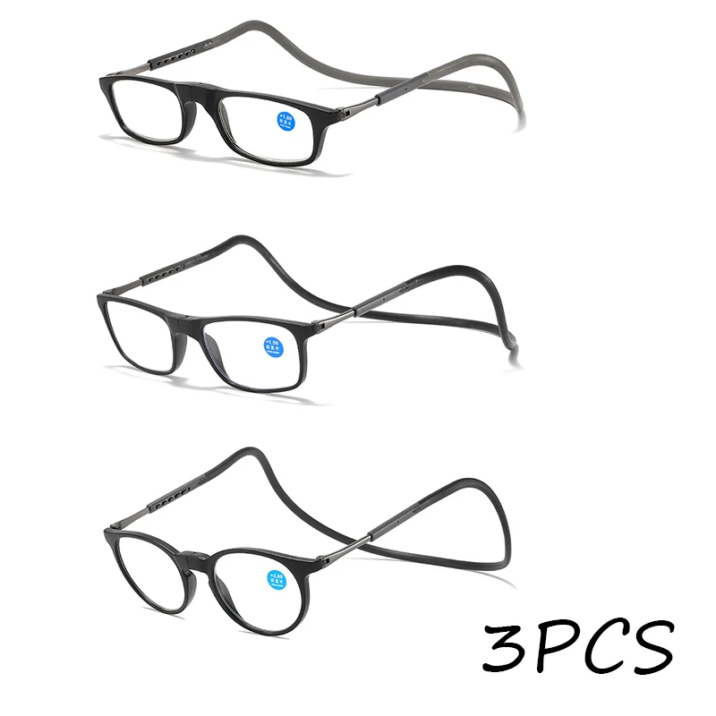 

3PCS reading glasses for men and women portable soft tape reading Magnet magnetic neck hanging anti lost