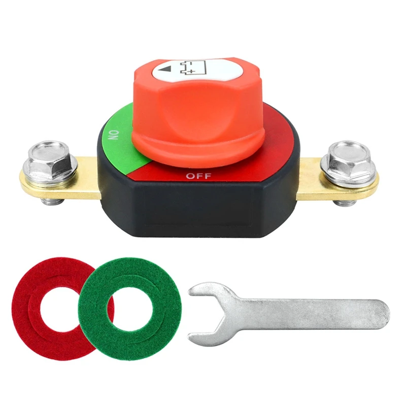Super Sale Screw-on Battery Disconnect Switch with Wrench & Washers, Universal Power Cut-Off for Cars, Trucks, RVs & Boats