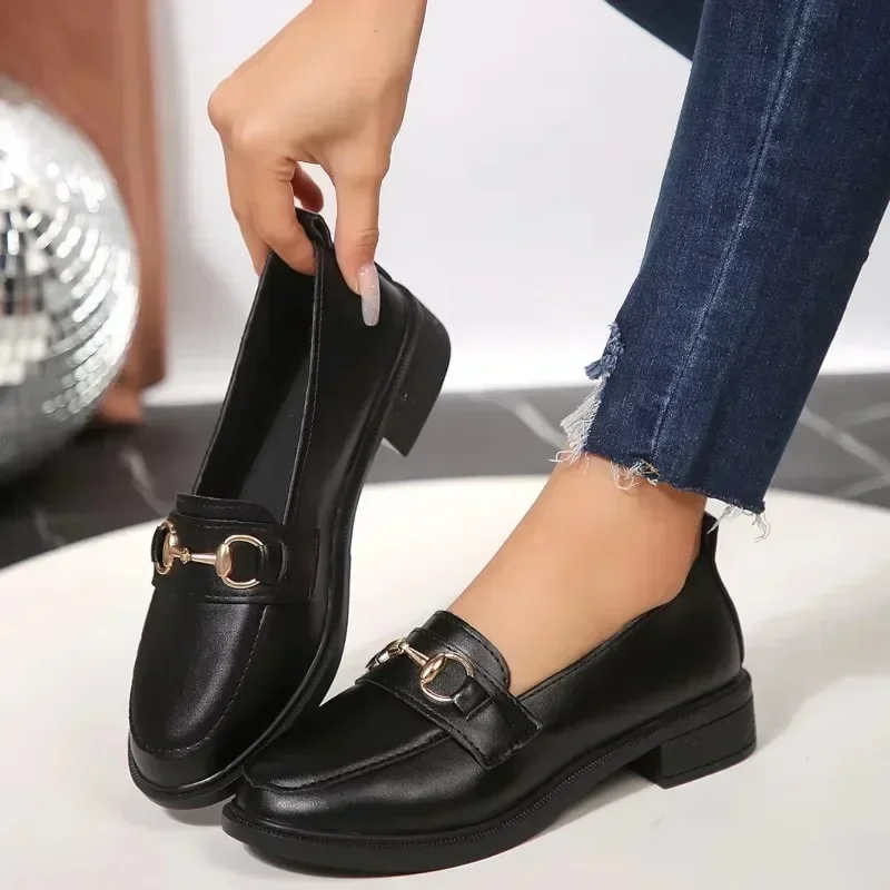 Women's Flat LoafersRetro Round Head Small Leather Shoes Soft Sole Foreign Trade Large Size Trend Zapatos Baratos Liquidaci... image 5