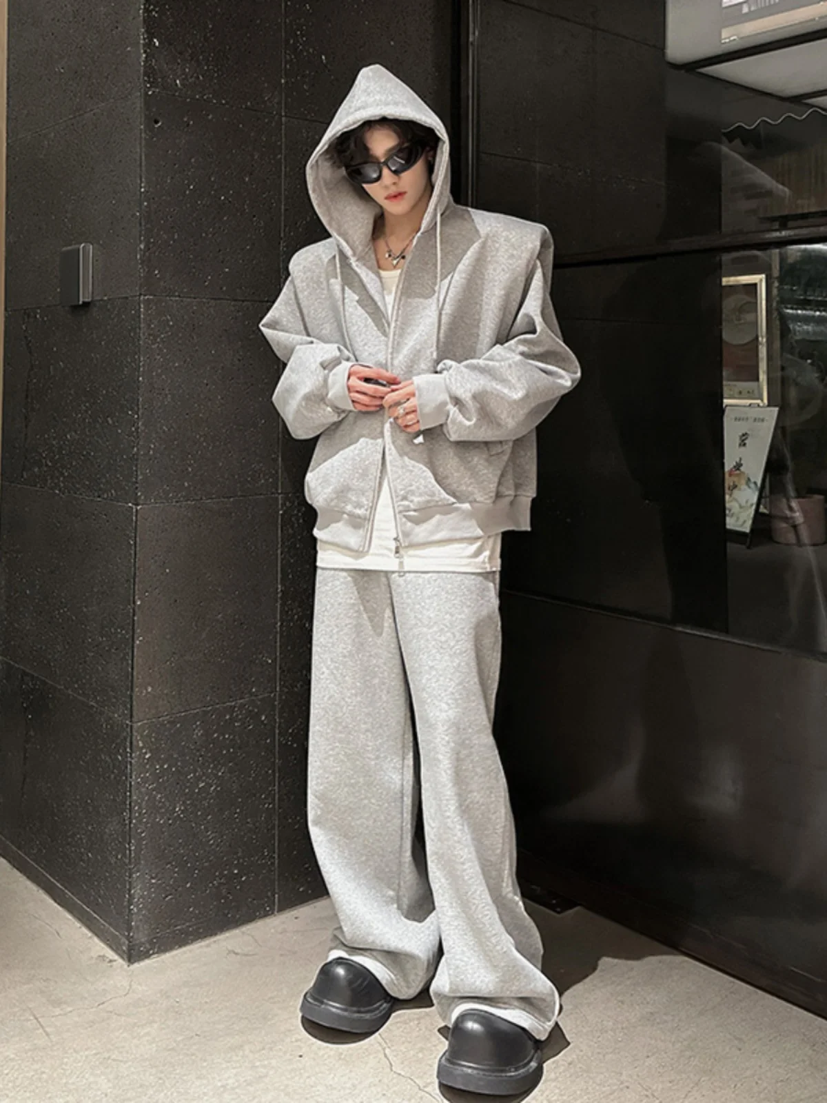 

Корейский комплект: свитшот с наплечными накладками и брюки, осенний повседневный спортивный костюм, мужская модная одежда, бренд MX902LQ487, с длинными рукавами и длинными брюками