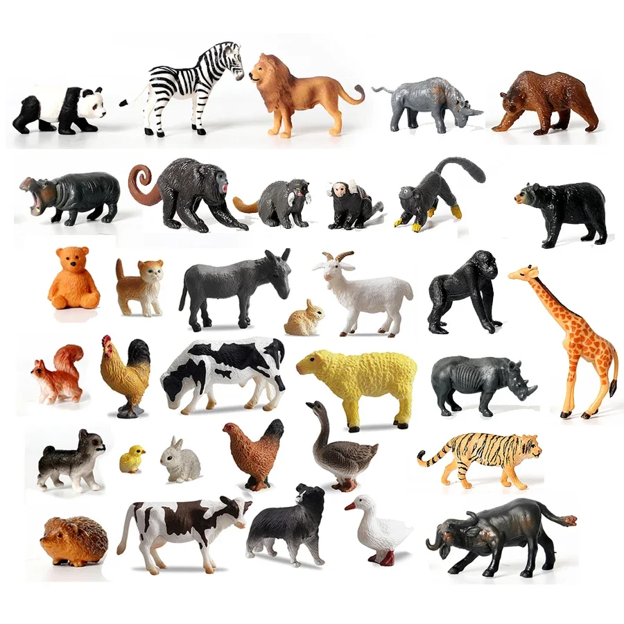 

6PCS Realistic MINI Forest and Farm Animal Model Figures Toy,Goat Rabbit Lion Tiger Giraffe Figurines Cake Topper Collection Toy