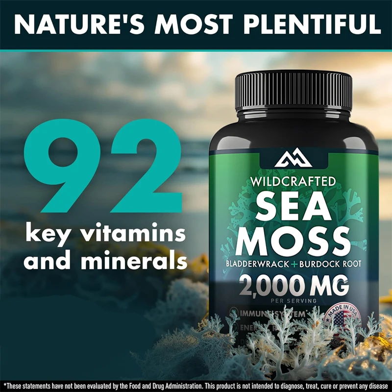 

60 capsules of Irish seaweed contain Burdock root, bladder, and Muirapuma, providing immunity, intestines, and energy