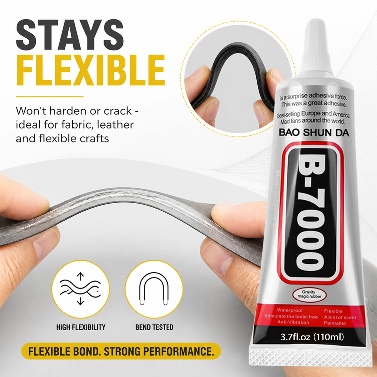 6PCS 15/25/110mL B-7000 strong glue, waterproof and odorless, transparent, suitable for hand-made, DIY mobile phone case, etc.