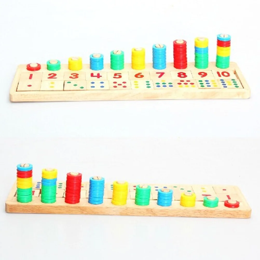 

55 Wooden Rings 20 Square Pieces Kids Wooden Toy Counting Game Educational Block Domino Parent Child Interaction Safe Material