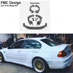 For BMW E46 Sedan 4 Door 2Door  FRP Front Bumper Splitter Lip Side Fender Cover Rear Spoiler Wide Body Kit Car Accessories