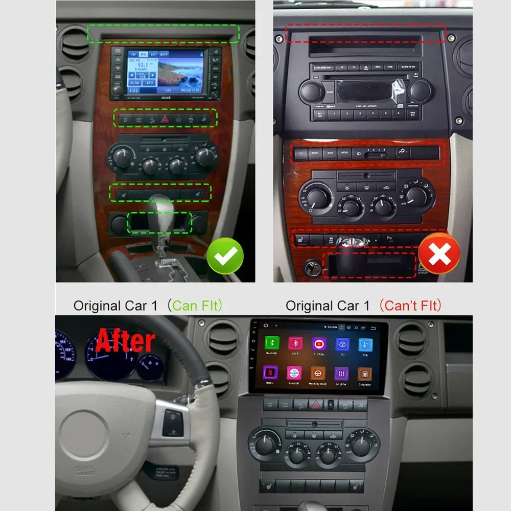 Android Car Radio For Jeep Commander XK 2007 2008 Intelligent Multimedia Player Wireless Carplay WIFI Navigation GPS Autoradio