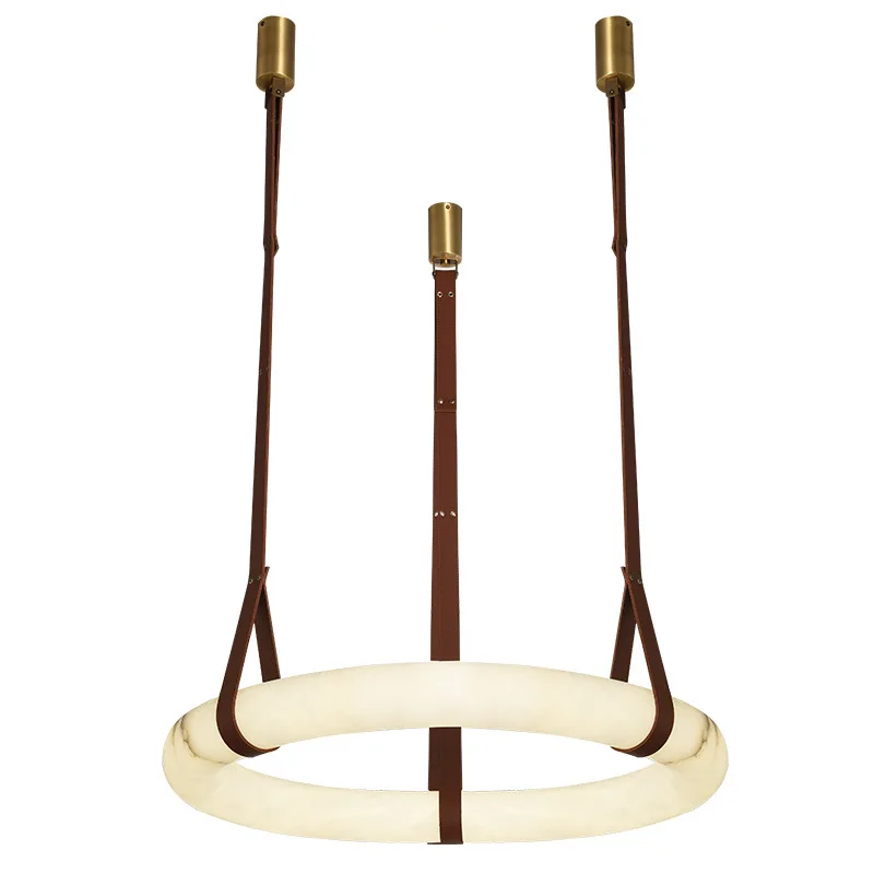 Popular Design Simple Art Indoor Hotel Villa Dining Room Living Room Bedroom Light Luxury Round Alabaster Chandelier