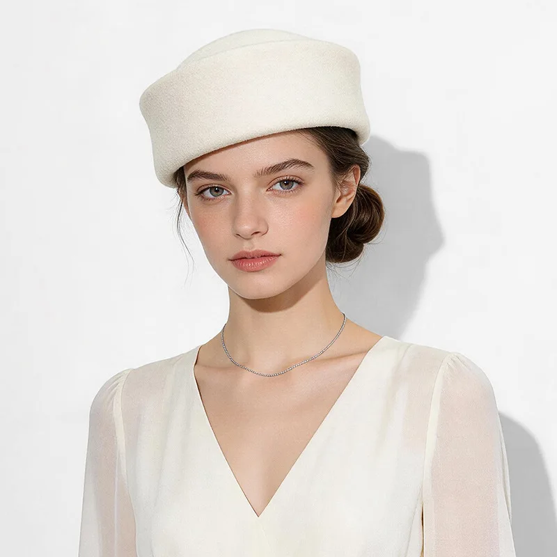 Women Wool Felt Pillbox Hat 2026 New Autumn Winter French Vintage Beret Elegant Small Formal Hat Solid Color Adjustable Warm Cap