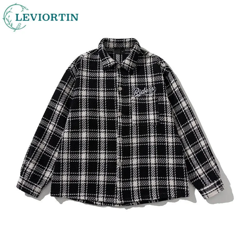 

2025 Spring and Autumn New Style Checkered Cotton Jacket Fashionable Men's High End Trendy Couple Thick Loose Shirt Coat