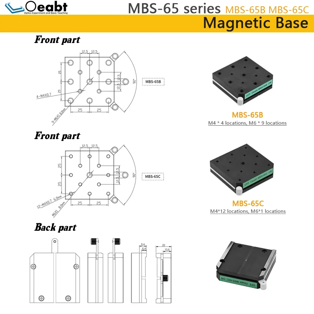 MBS-65 Series  Magnetic Base Ultra-thin Magnetic Base Optical Experiment Magnetic Meter Base Two-dimensional Experiment Platform