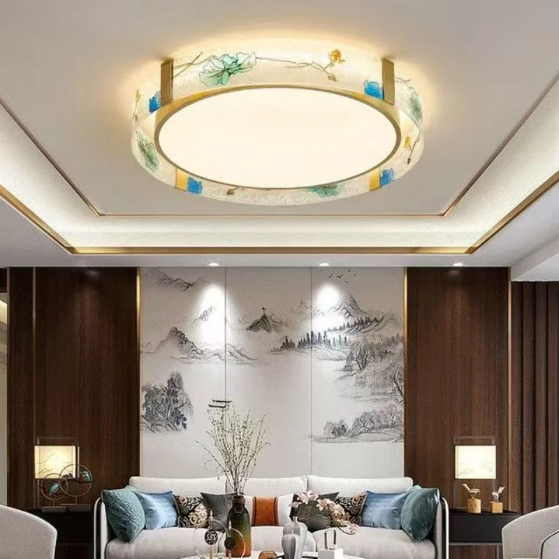 Household All Copper Ceiling Lamp Enamel Color Modern Living Room Master Bedroom Dining Room Simple Lighting Fixture