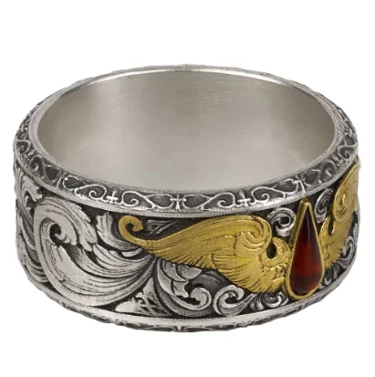 Star Forged Warhammer 40K Game Surrounding Holy Blood Emblem Ring