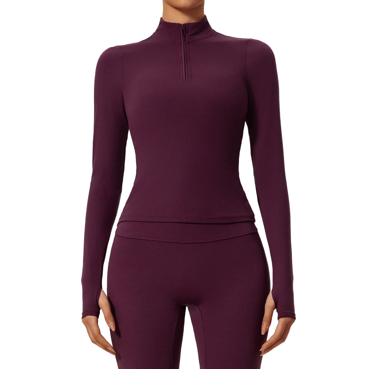 ชุดโยคะแขนยาวทรงเข้ารูปแบบซิปครึ่งตัว ยี่ห้อ Lezyan Sports เหมาะสำหรับใส่ออกกำลังกายกลางแจ้ง วิ่ง และฟิตเนส ให้ความอบอุ่น