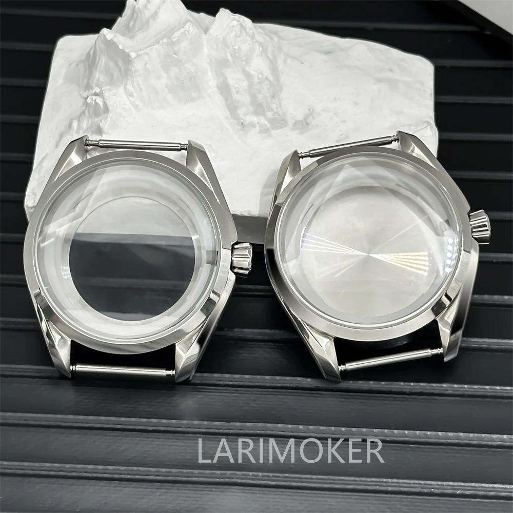 BLIGER 40mm silver aseptic polished case sapphire glass for NH35 NH36 movement 10ATM waterproof retrofitting