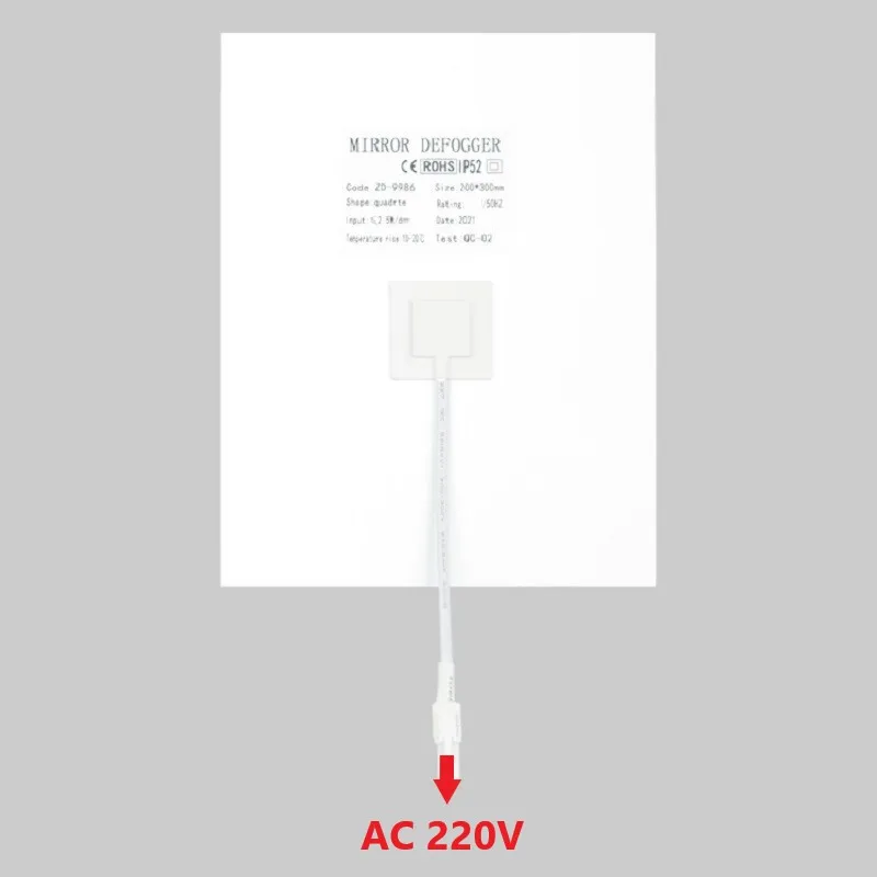 AC220V mirror defogger film pad heater antifog film demister pad for led bathroom mirror led mirror