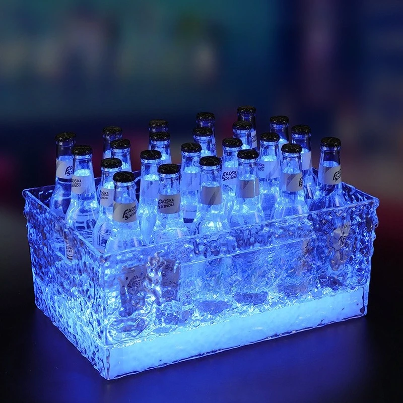 Acrylic bar ice pattern beer luminous ice bucket KTV creative champagne bucket high value thickened wine holder, wine set