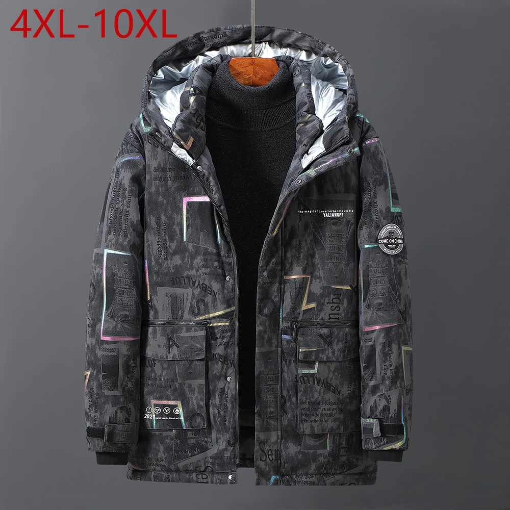 Plus Large Size 10XL Winter Men Jacket Thicken Warm High Quality Parkas Waterproof Hooded Coats Windproof Camouflage Outerwear