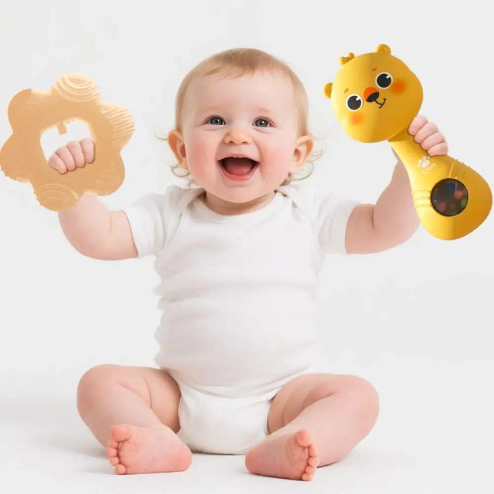 Hochet de dentition musical en plastique, jouet interactif Montessori, musique sensorielle, hochet doux et portable, cloche à manivelle, jouets de 0 à 12 mois