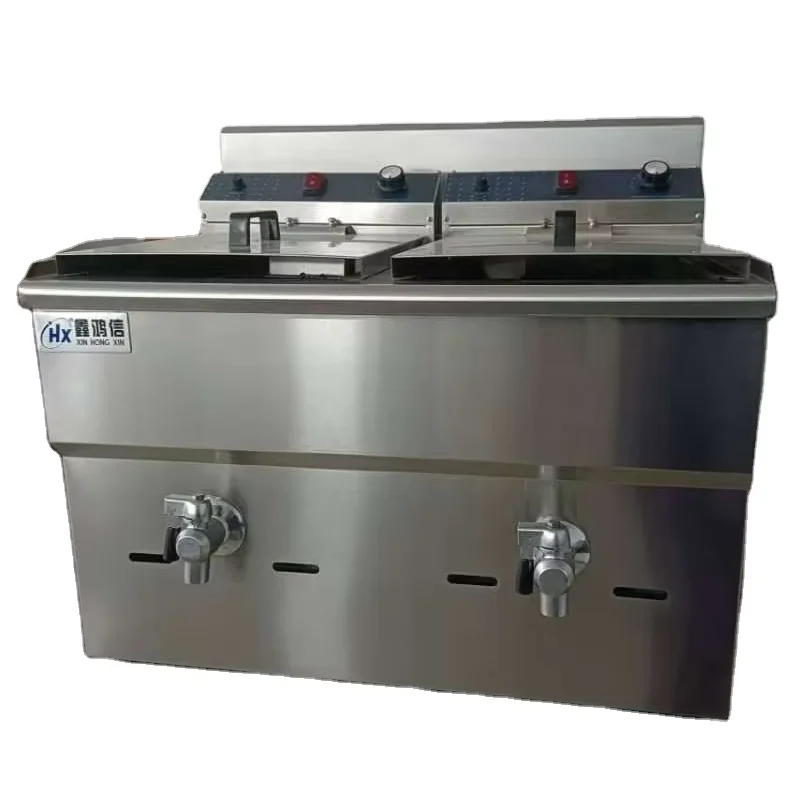 36L Gas Fryer New Design Kitchen Equipment Two-in-one Table Top Gas Double Tank Deep Fryer Snack Store Multifunctional Frying