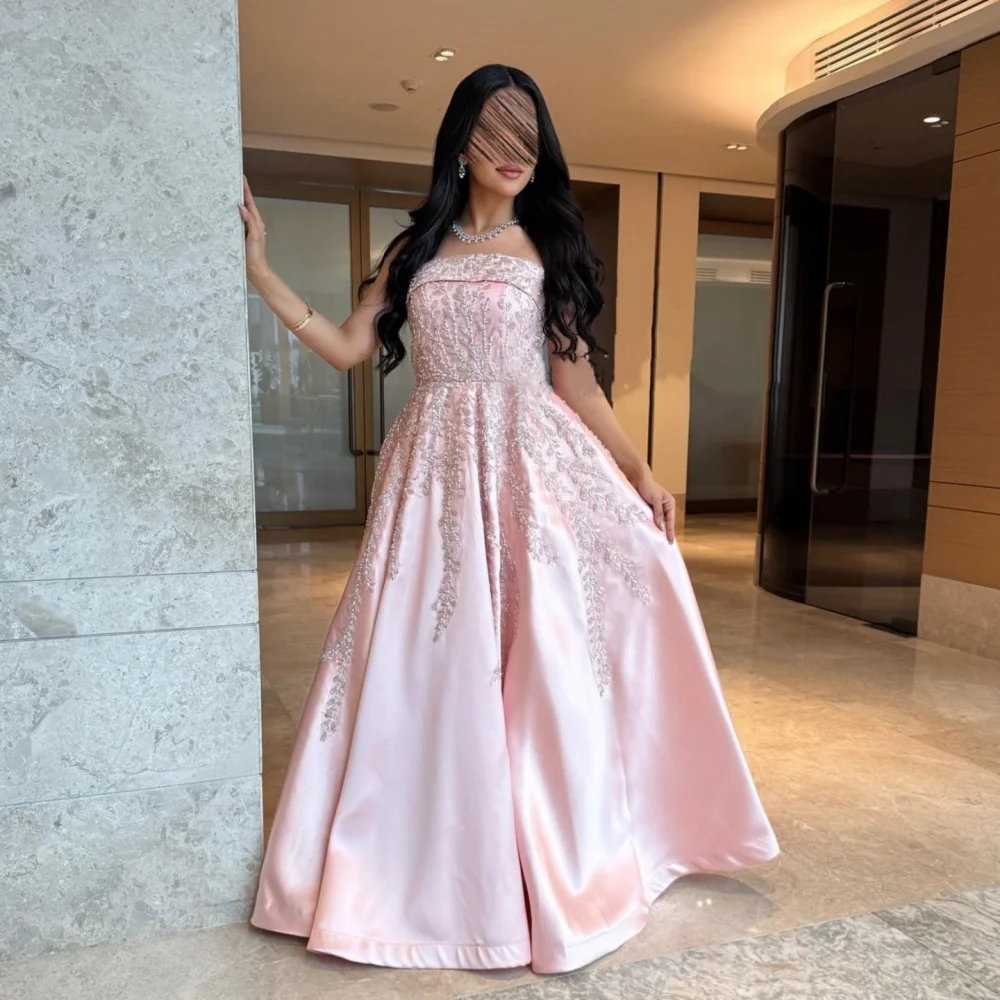 Sukienka wieczorowa bez rękawów z aplikacjami z brokatu na zamówienie, luksusowa, długa, w kształcie litery A, szyta na miarę, elegancka, na specjalną okazję, na przyjęcie, ślub, olśniewająca.