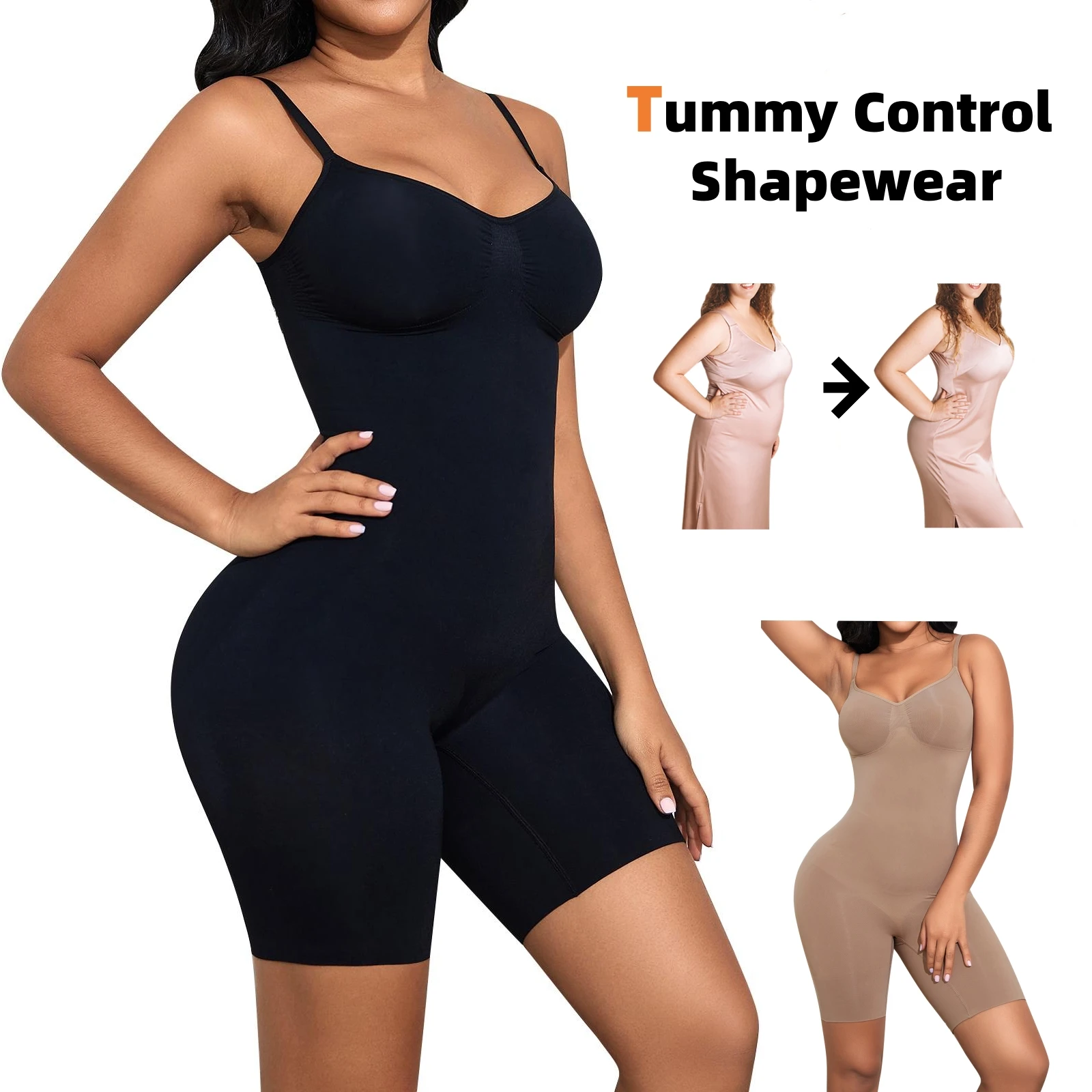 

BRABIC Waist Trainer Bodysuit for Women Tummy Control Shapewear V Neck Seamless Butt Lifter Full Body Shaper