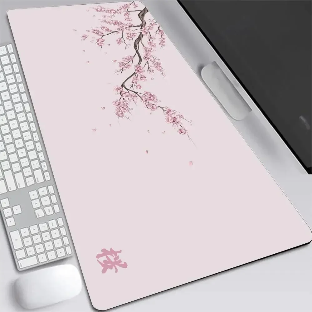Japon cerisier fleur tapis de souris XXL gris ordinateurs portables tapis de bureau de jeu Sakura tapis de souris Anime bureau tapis Gamer clavier ordinateur bureaux
