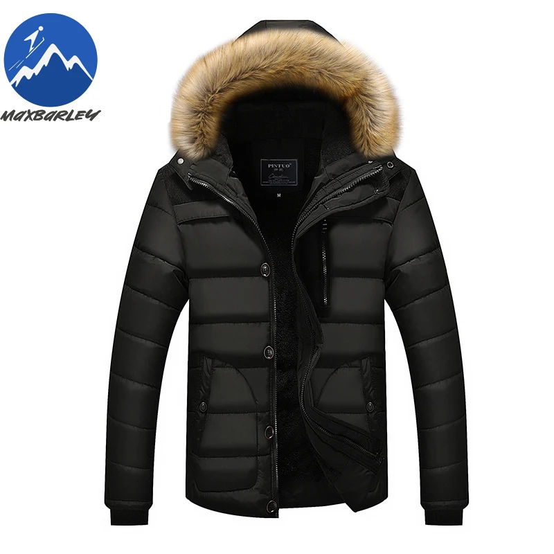 

Luxury Padded Jacket Fur Collar Outdoor Travel Fleece Lined Warm Quilted Jackets Men Mid Length Cold Resistant Winter Long Parka