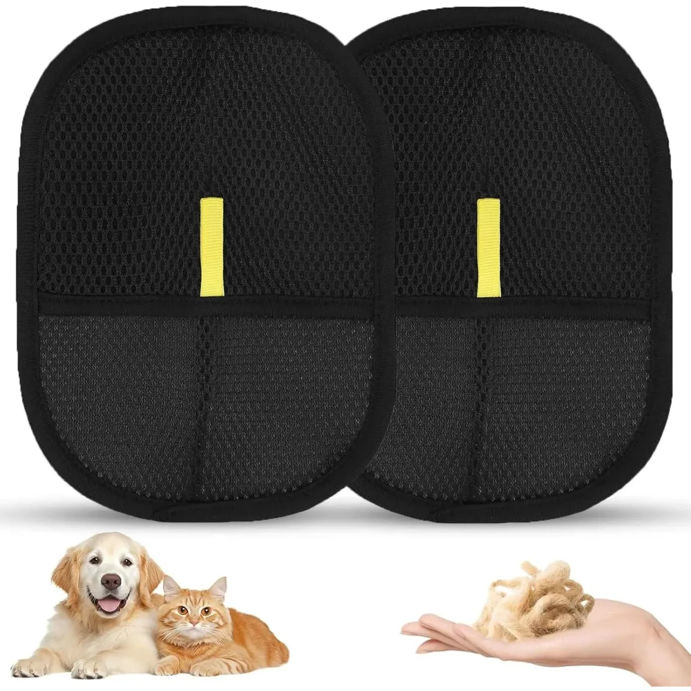 2-piece pet hair removal glove set，a five finger tool suitable for dogs and cats，reusable，used for furniture，clothing，car seats