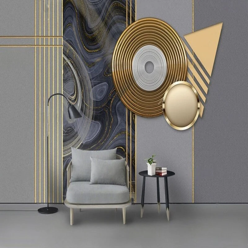 Modern Light Luxury Three-Dimensional Gilded Texture Marble Wall Paper For Living Room Screen TV Decoration And Mural Painting
