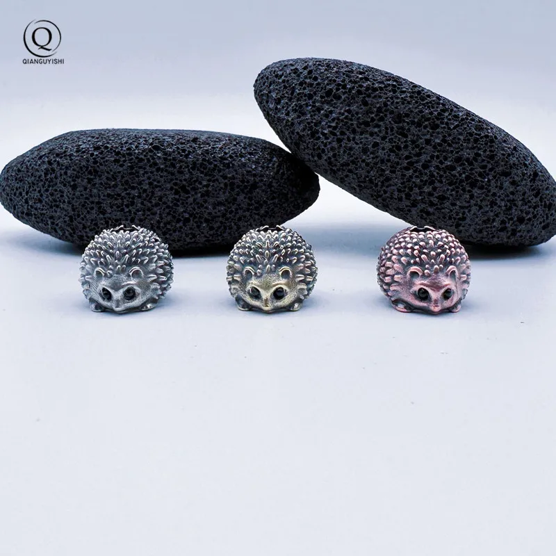 Cute hedgehog Brass Knife Beads Punk EDC Outdoor DIY Paracord Woven Bracelet Accessories Lanyard Pendants Flashlight Hangings
