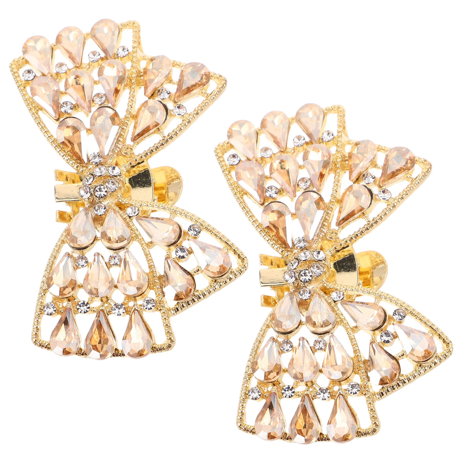 

2pcs Rhinestone Shoe Clips: Bow Buckle Decorations For Women Detachable Crystal Embellishment Wedding Party Pumps Flats Heels
