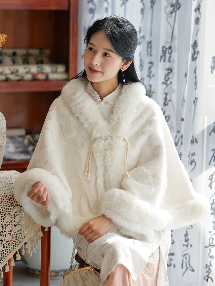 

Cloud Pattern Thiened Fce Women's Outerwear Cover up awl Autumn Winter New Chinese Sle Faionable Cowl Ne...