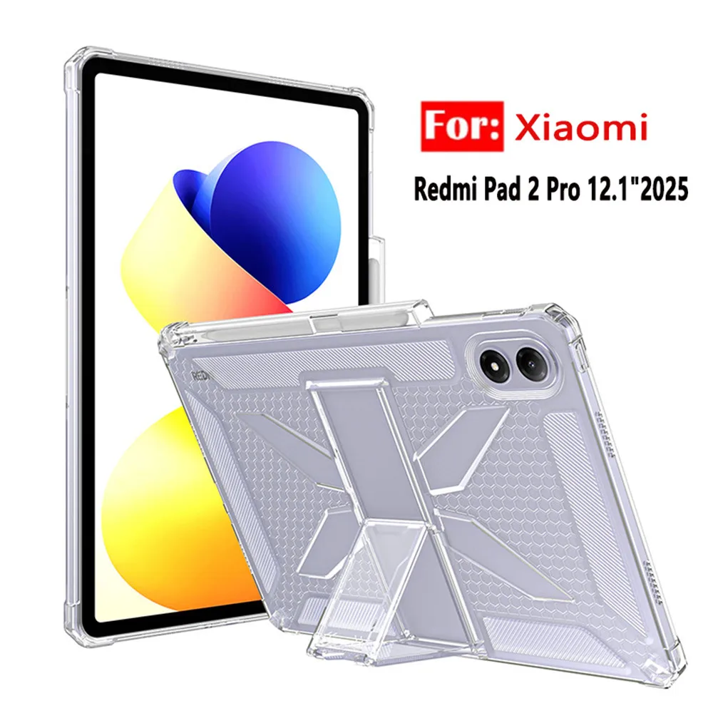 Funda Für Xiaomi Redmi Pad 2 Pro 12,1 zoll 2025 Fall Airbag Stehen weiche TPU Abdeckung Mit Bleistift Halter redmi Pad 2 Pro 5G 12,1 "shell