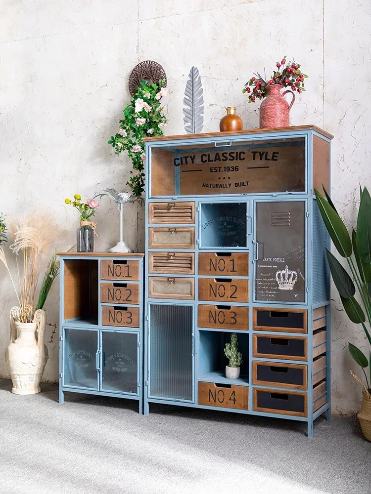 Industrial Solid Wood Cabinet for Living Room Easy Assembly Non-Slip Feet Sturdy Construction Premium Quality Easy to Clean