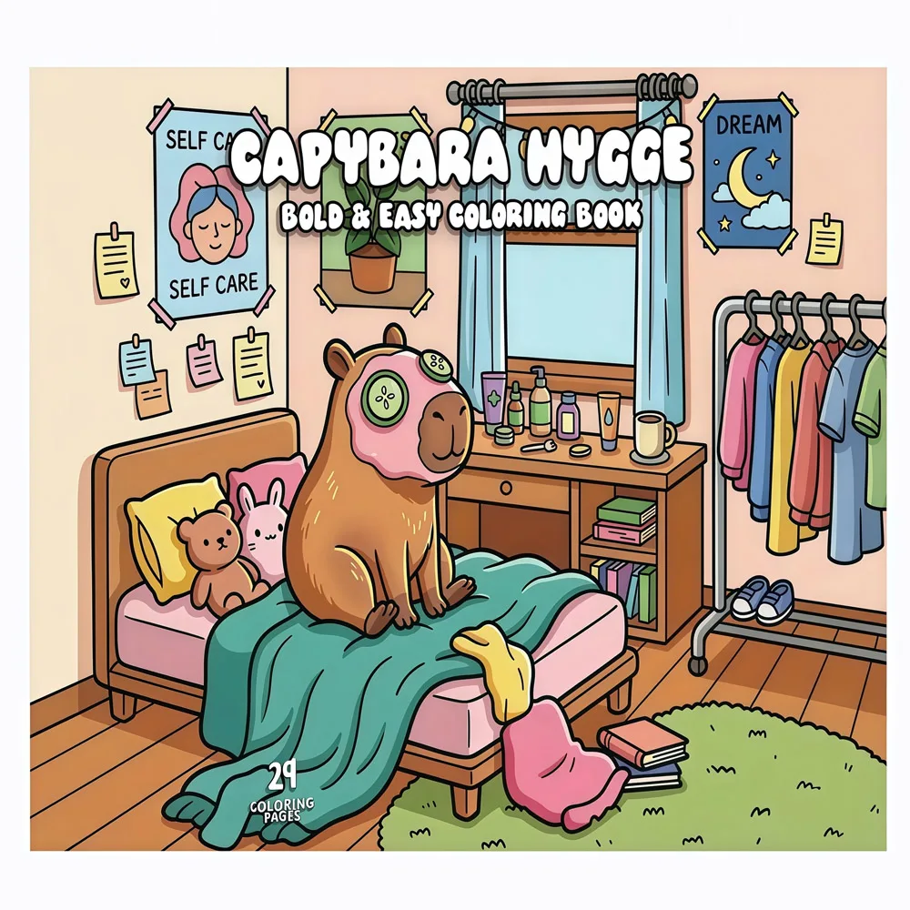 DIY Coloring Book for CAPYBARA for Adults and Teens Featuring Lovely Creatures in Cozy Moments for Relaxation