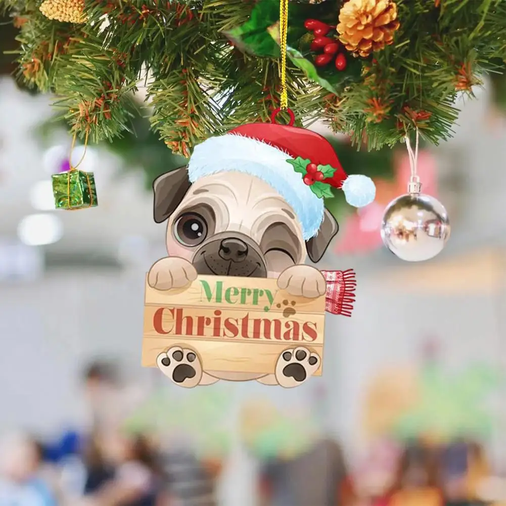 Festive Wall Hanging Ornament Christmas Pug Ornament Exquisite Pug Shape Christmas Pendant Tree Decoration for Home Holiday